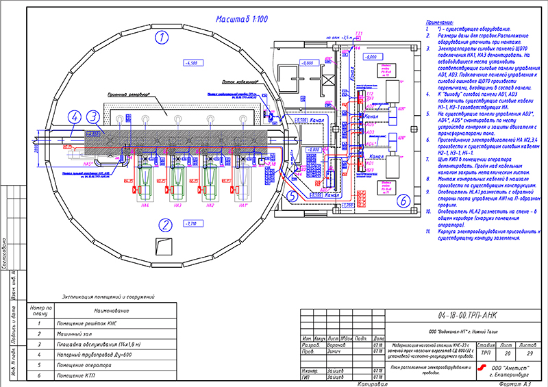 План расположения оборудования канализационной насосной станции КНС-23