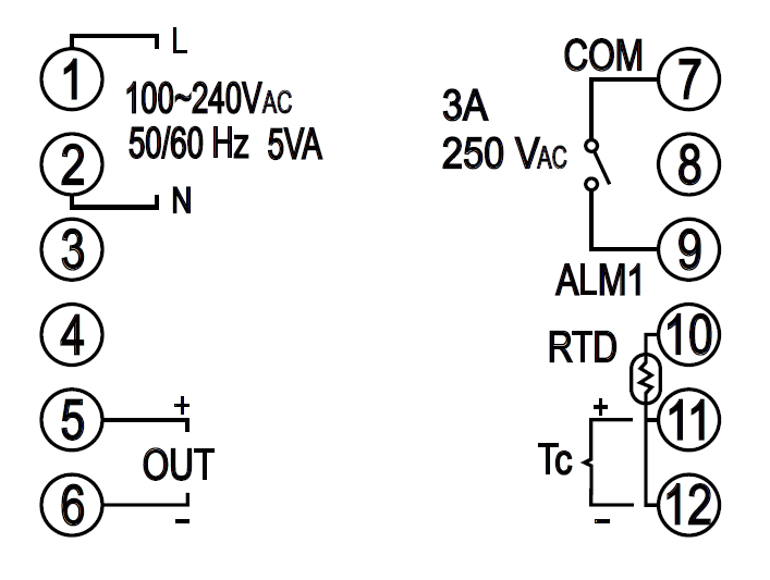 Схема подключения температурных контроллеров DTK Delta Electronics